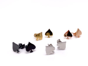 Queen of Spades Metal Stud Earrings