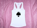 Tilted Crown and Spade Tank Top White