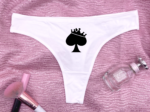Tilted Crown and Spade Thong White