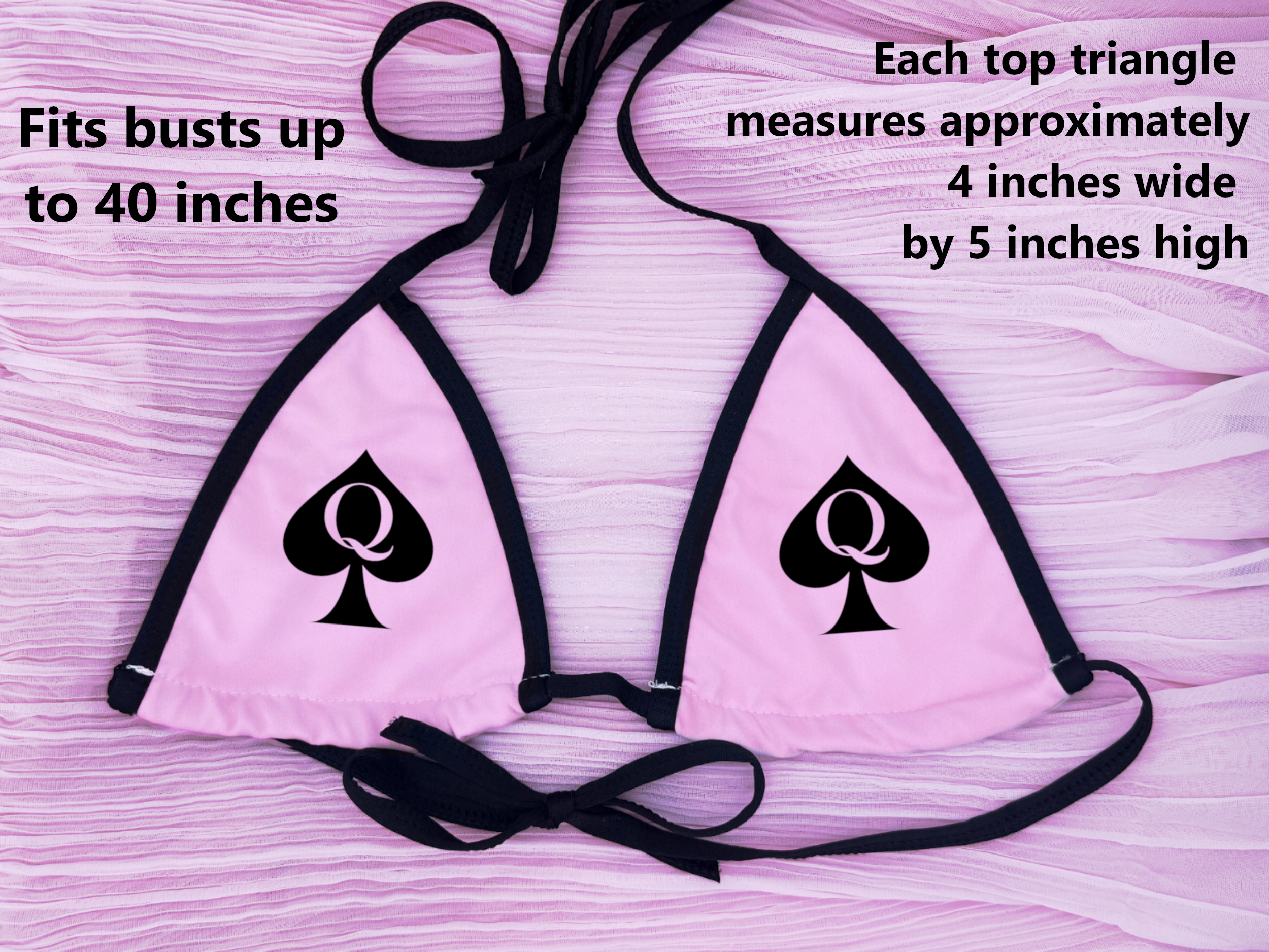 QOS Logo Light Pink Black Border Bikini Top Text