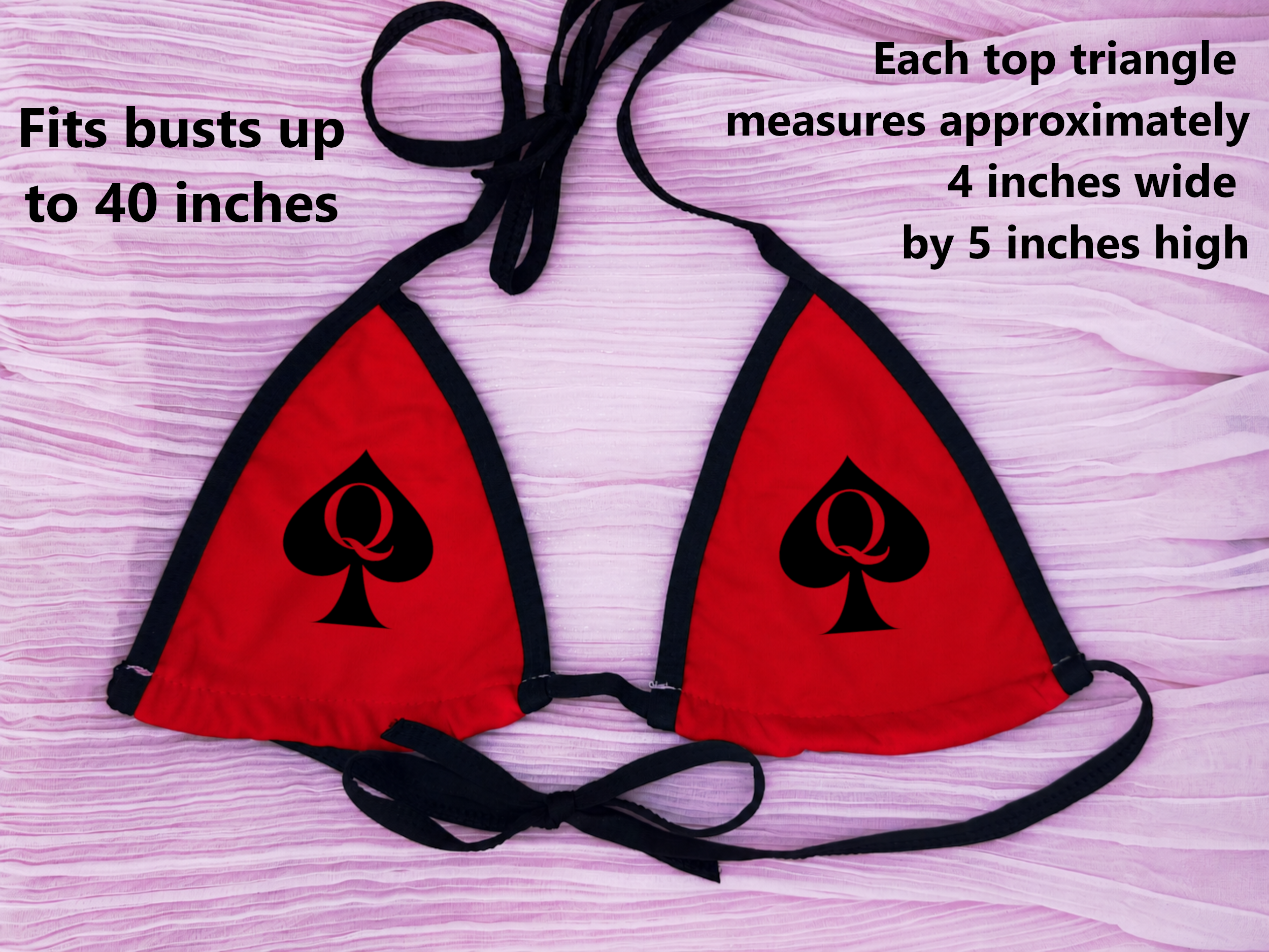 QOS Logo Red Black Border Bikini Top Text